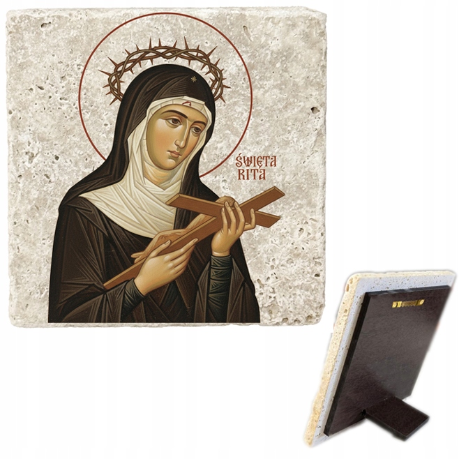 IKONA ŚWIĘTA RITA Z CASCII - obrazek na kamieniu ze Świętą Ritą 15 cm