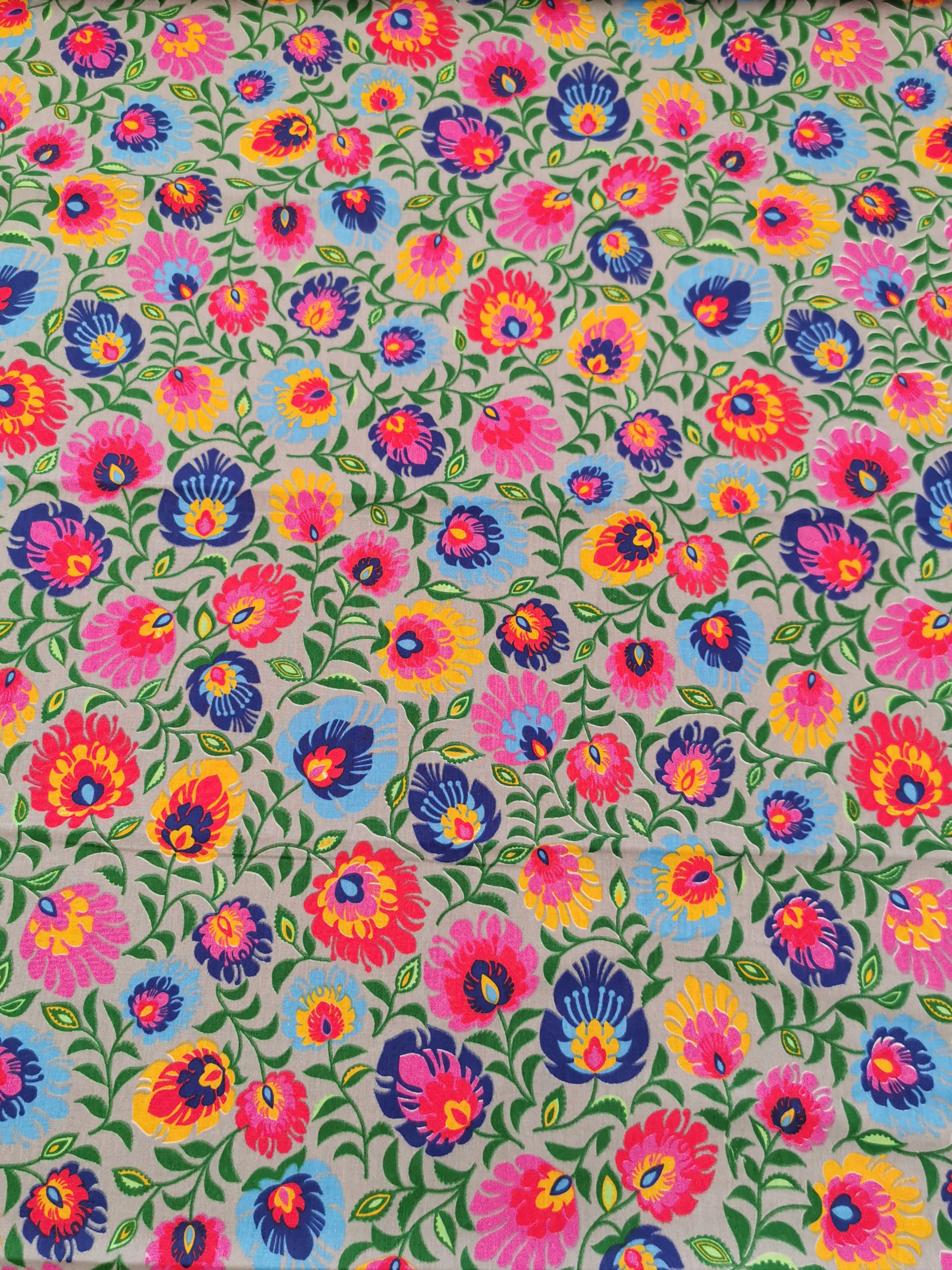 tkanina BAWEŁNA SATYNOWA ŁOWICKIE WZORY szare Marka bez marki