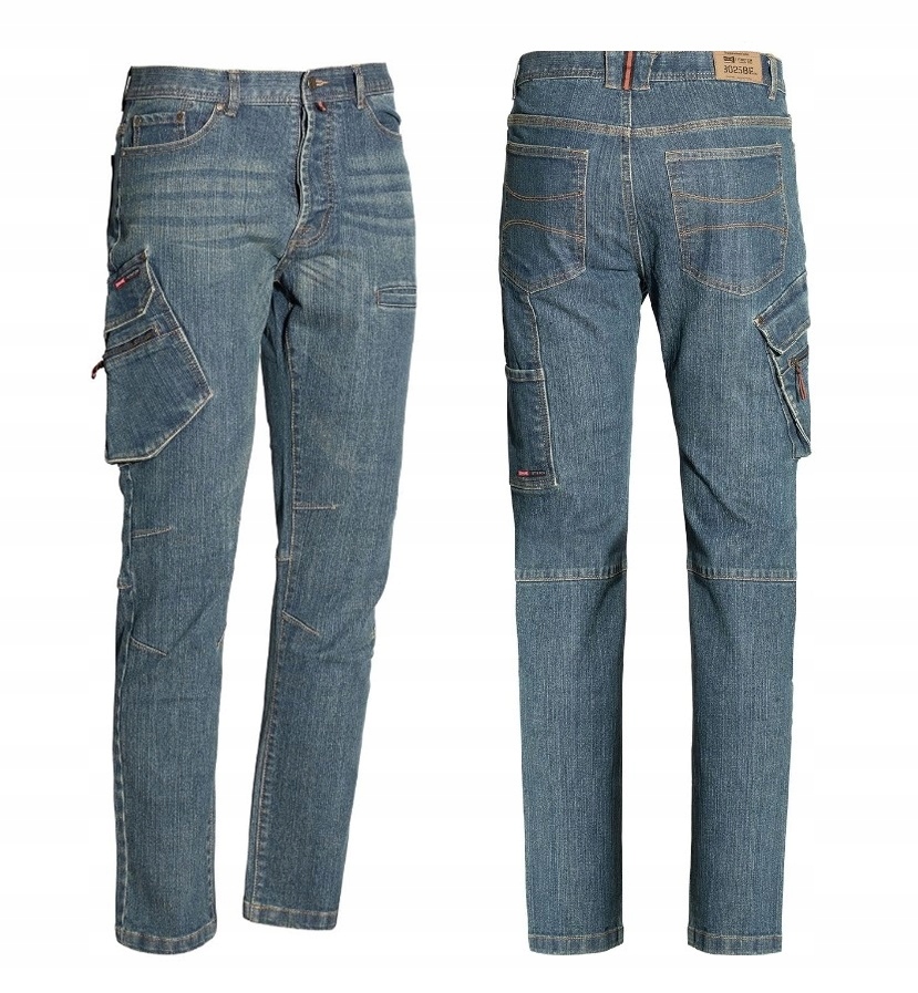 Spodnie Robocze Jeansowe Z Kieszeniami Issa Elastyczna Bawełna Stretch L