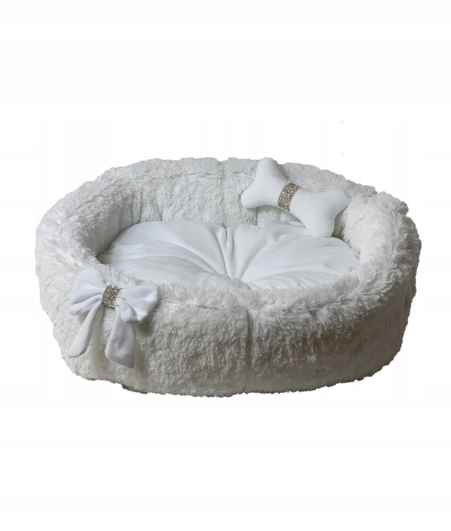 Levně Go Gift Mašlička bílá XL pelíšek pro zvířata 65 x 60 x 18 cm