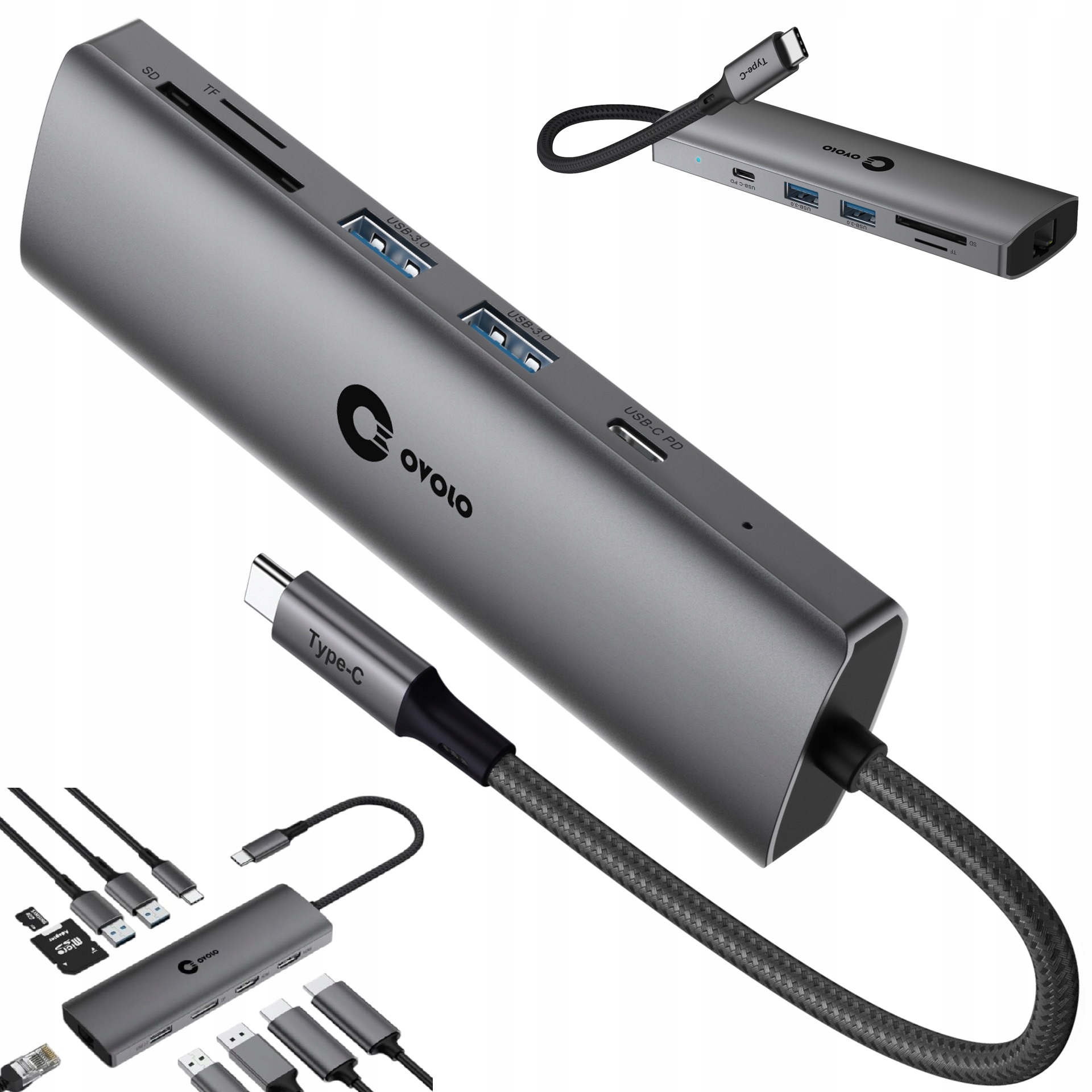 Hub Dual Monitor Usb-c pro notebook Huawei 2xHDMI 4K DisplayPort Lan Ethernet