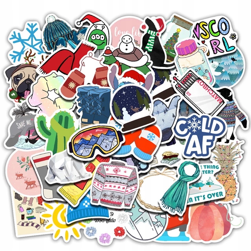STICKER BOMB NAKLEJKI NA LAPTOPA MIX ZIMA 50 szt