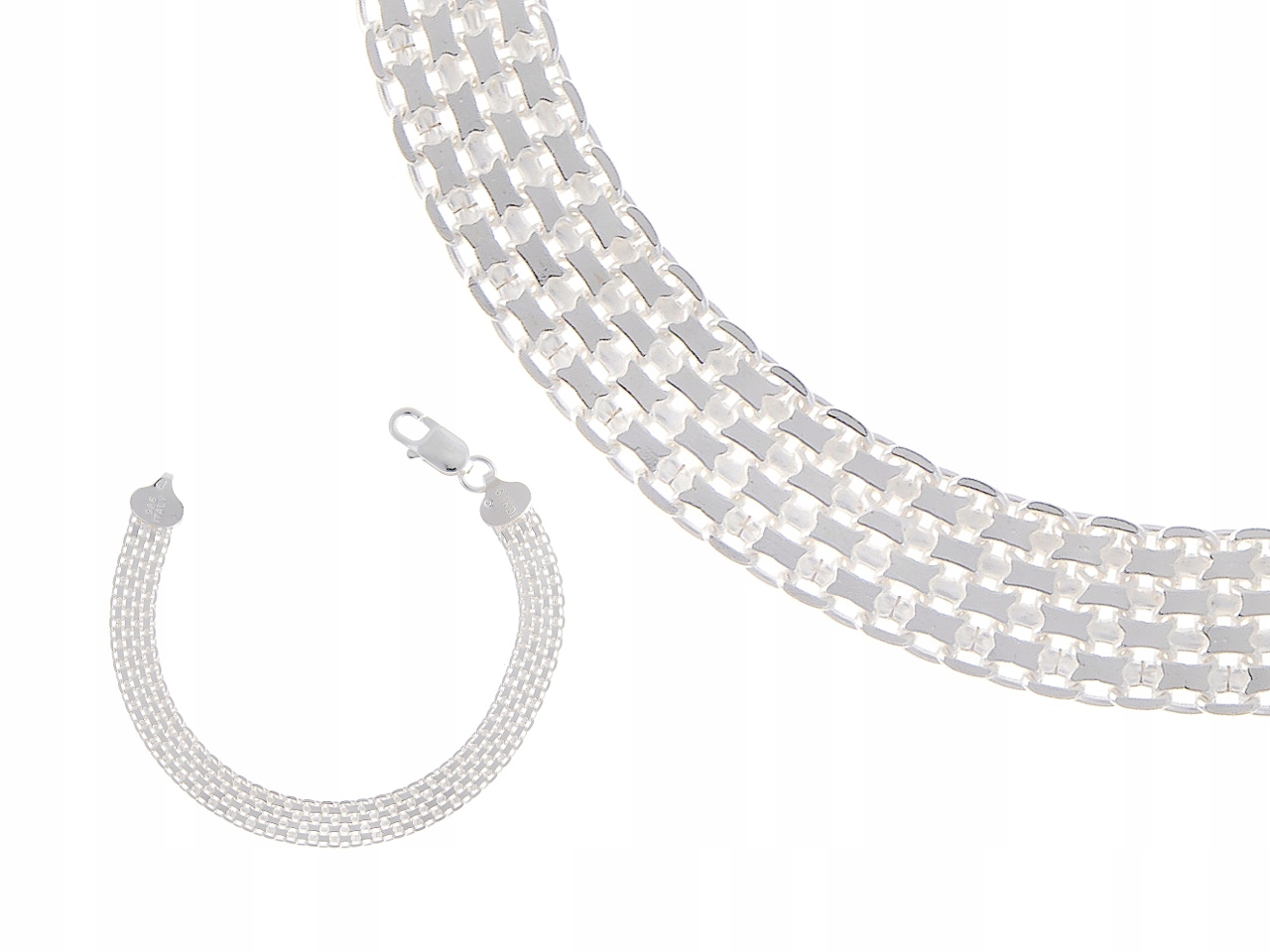 Stříbrný Náramek Bismack 5 Řad 17CM Italy 7,6MM Dárek