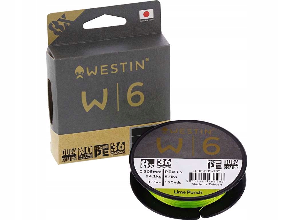 Šňůra Westin W6 8 Braid Lime Punch 0.205 MM 10.6 Kg 135 M