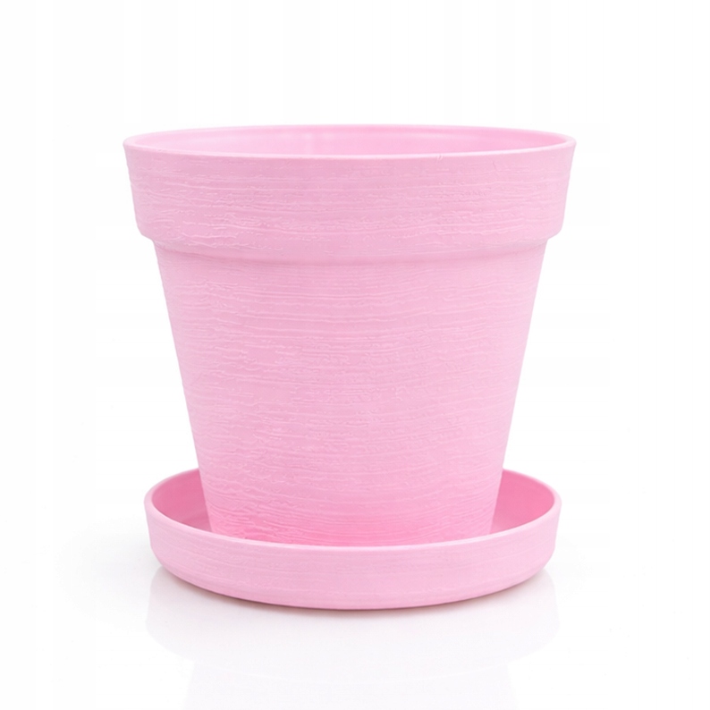 Doniczka LOFT 12 cm + Dopasowana Podstawka, Stylowy Zestaw EKO, RÓŻOWY