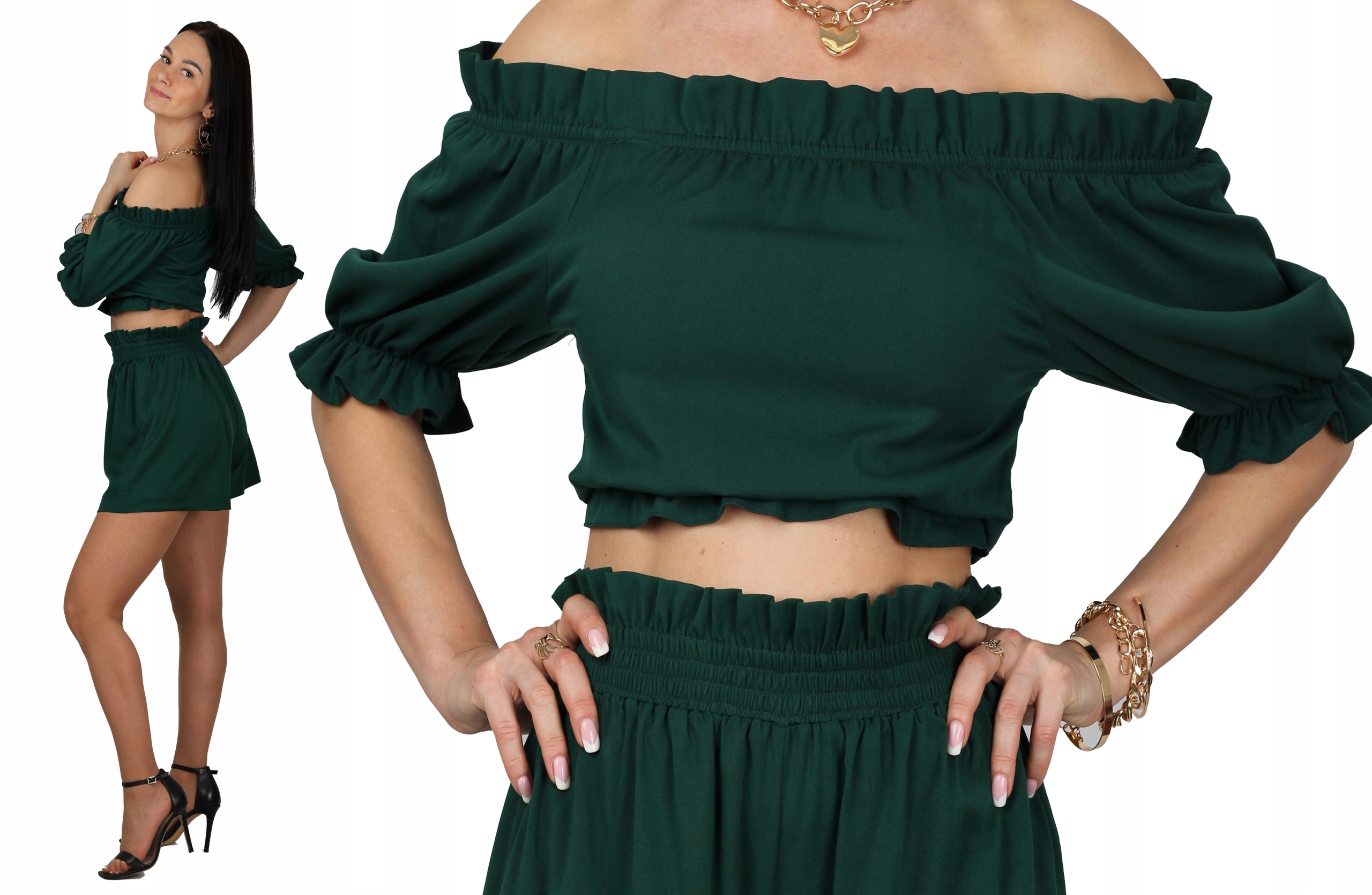 

L/XL Hiszpanka Aga Butelkowa bluzka odkryt ramiona