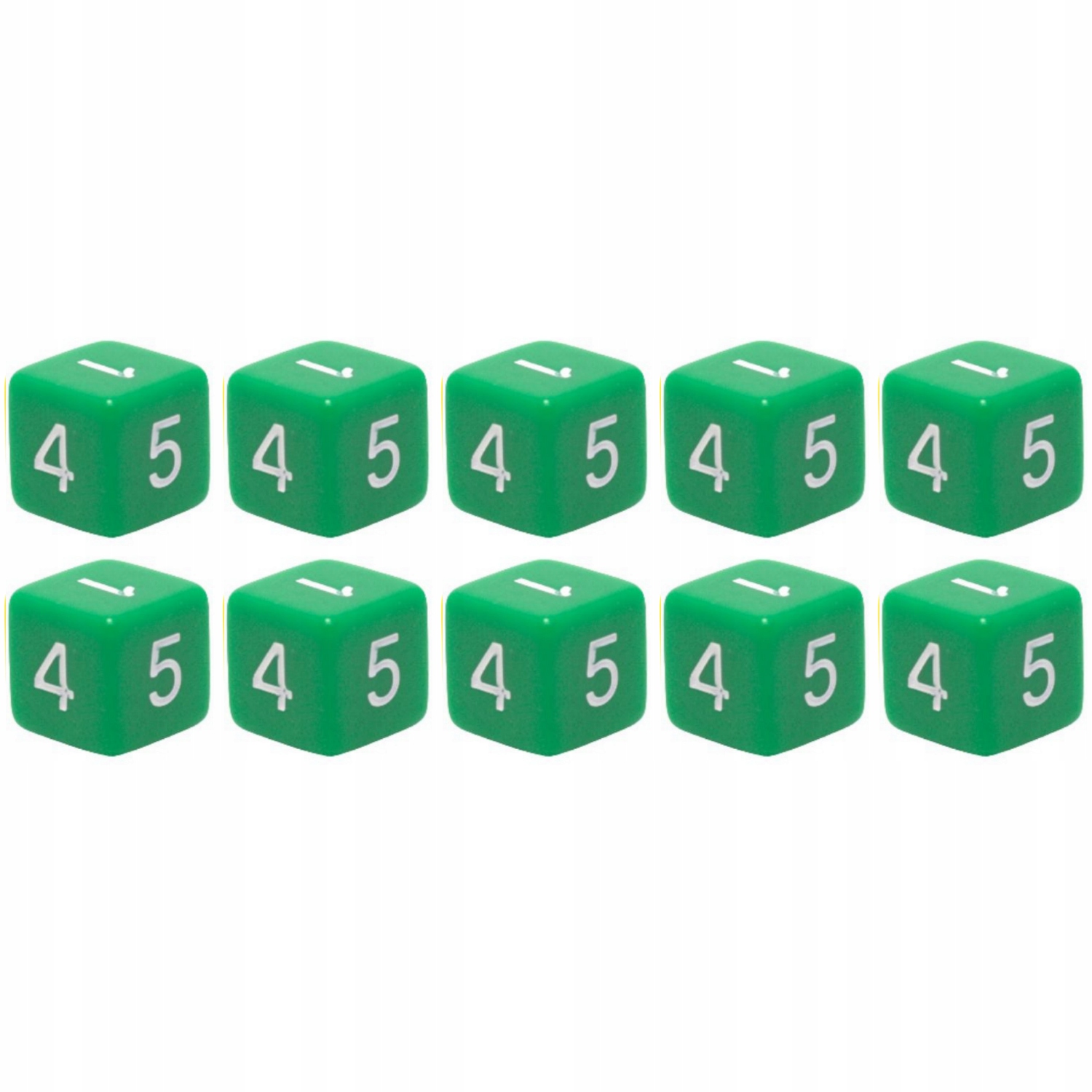 ZESTAW 10 KOSTEK K6 RPG ZIELONA KOŚĆ SZEŚCIOŚCIENNA 1,6 CM