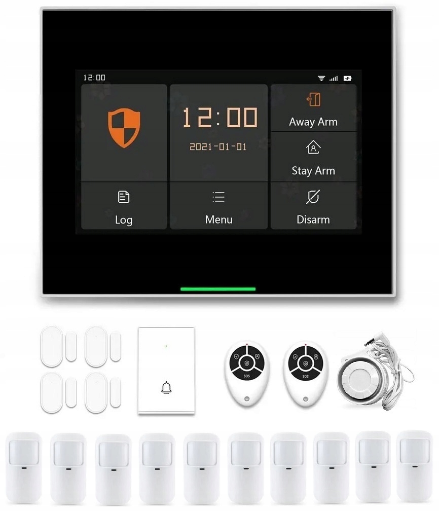 Bezdrôtový LCD Alarm 4.3" Gsm WiFi Zvonček Tuya Smart V Poľštine 10xPIR