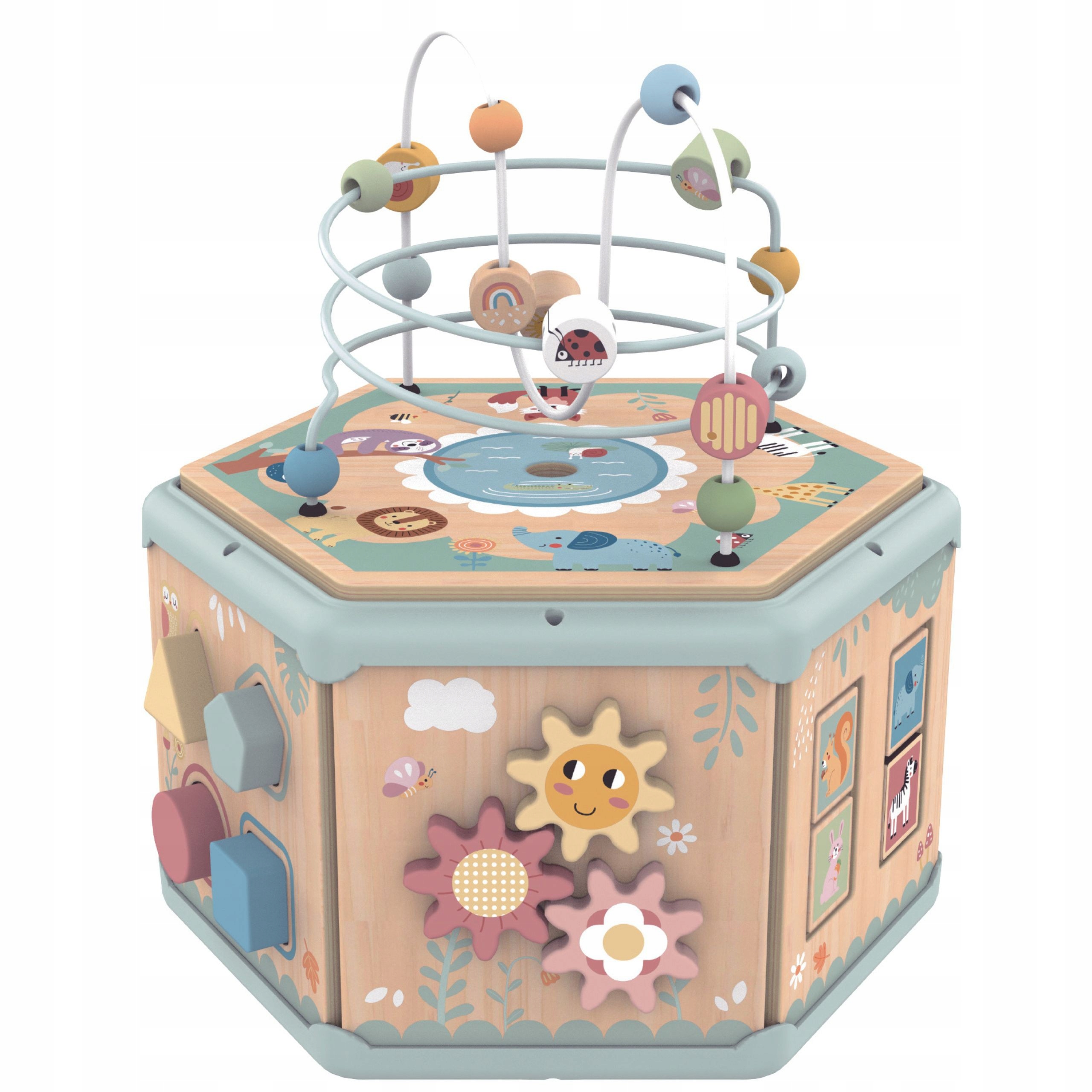 INTERAKTYWNY DREWNIANY SZEŚCIOKĄT MONTESSORI OTWIERANE PUDEŁKO TOOKY TOY Kod producenta TK261N