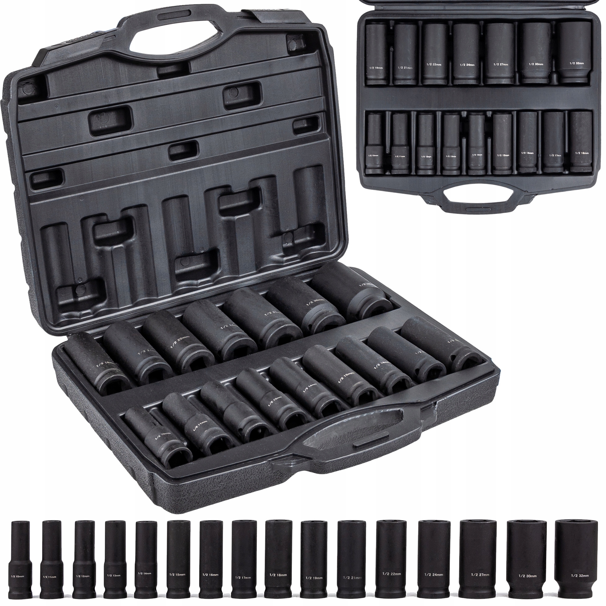 

Nasadki Udarowe Klucze Nasadowe 1/2'' 10-32MM 16el