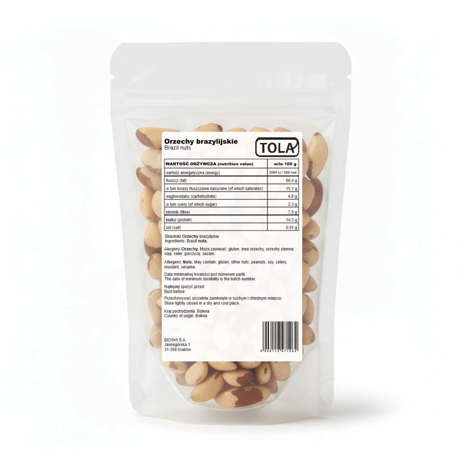 Brazilské ořechy 500 g – přírodní, bez přísad Tola