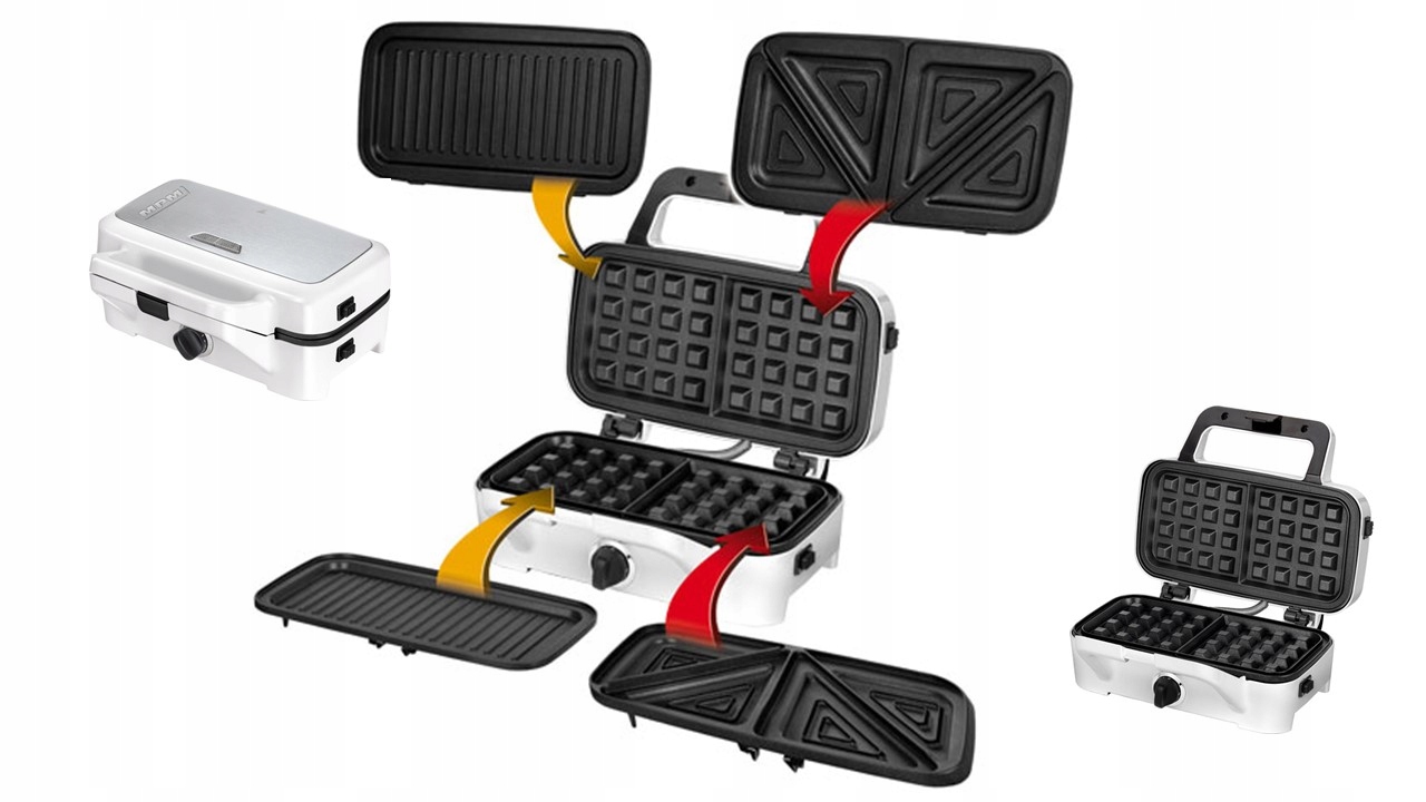 MPM MOP-20M Sandwichera Eléctrica para 2 Sandwiches, 4 en forma de  Triángulo, Placas Antiadherentes, Temperatura Automática, Compacta, Acabado  Acero Inoxidable, 900W