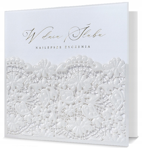 

Kartka ślubna z życzeniami bogato zdobiona H1001