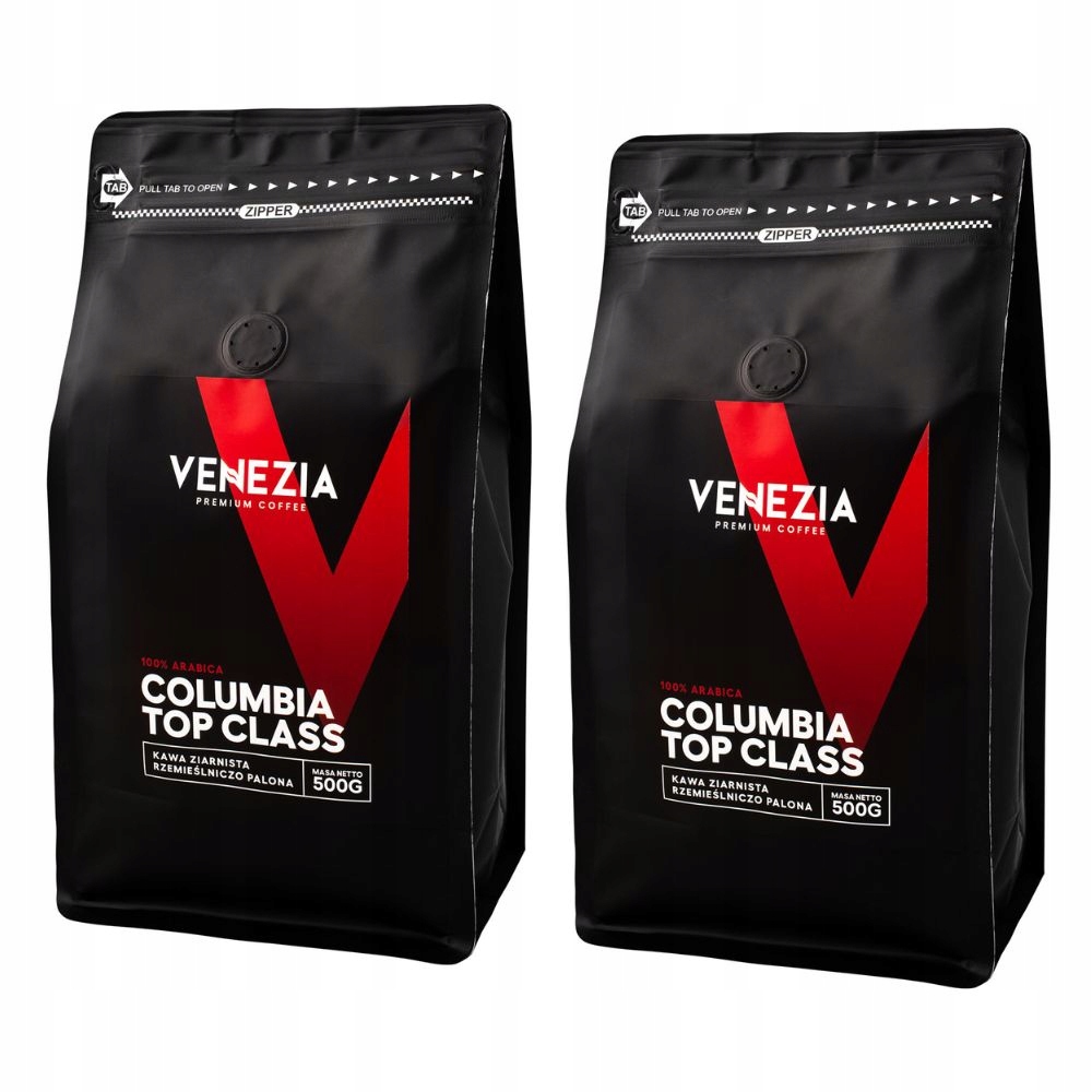 Levně Káva zrnková Arabica čerstvě pražená Venezia Columbia Top Class 2x500 g 1 kg