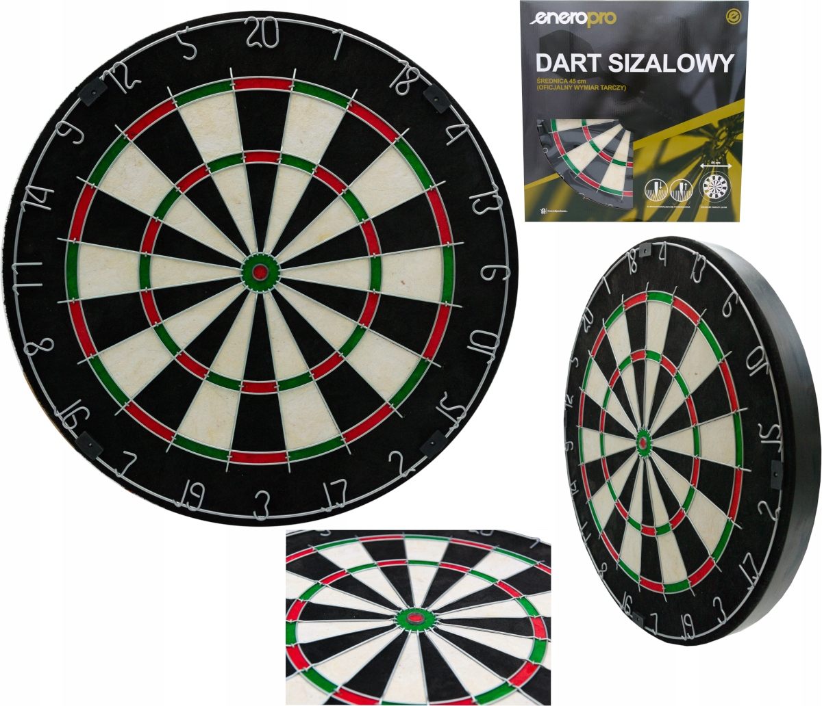 PROFESJONALNA TARCZA SIZALOWA DO GRY W RZUTKI DART TABLICA DO DARTA 45cm