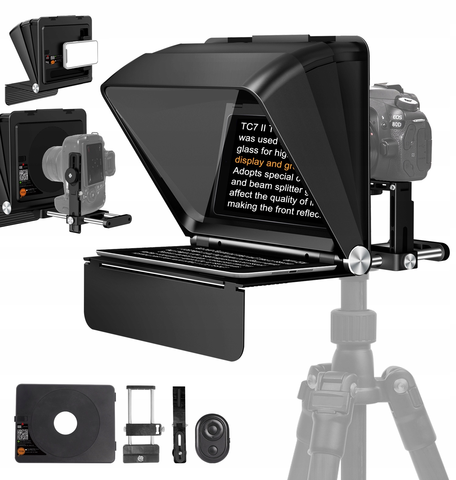 Prompter Teleprompter Monitor Podglądowy 2w1 Aparat Telefon LensGo TC7 II