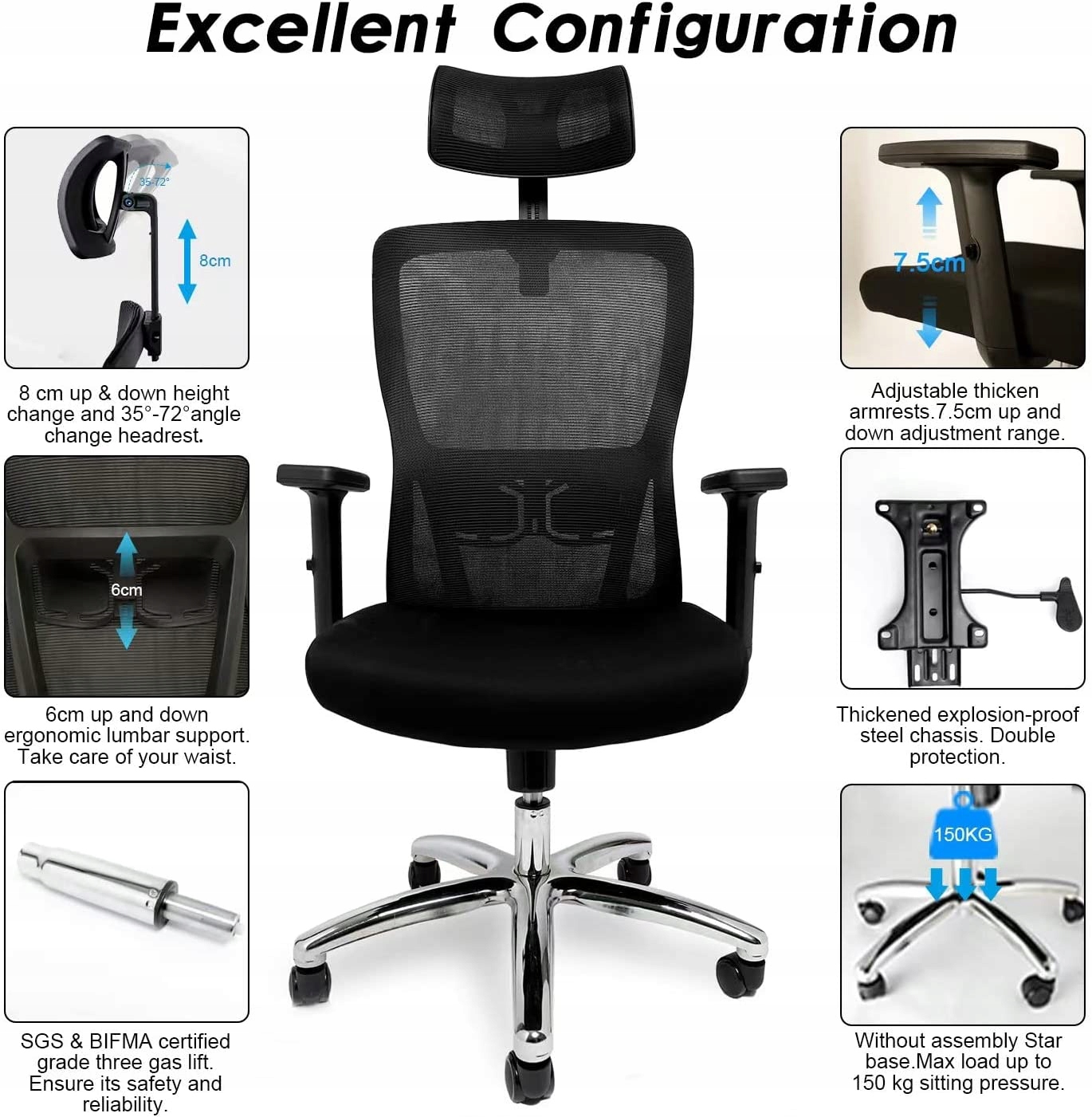 Fotel obrotowy Durrafy czarny krzesło biurowe OPIS (D01) • Cena