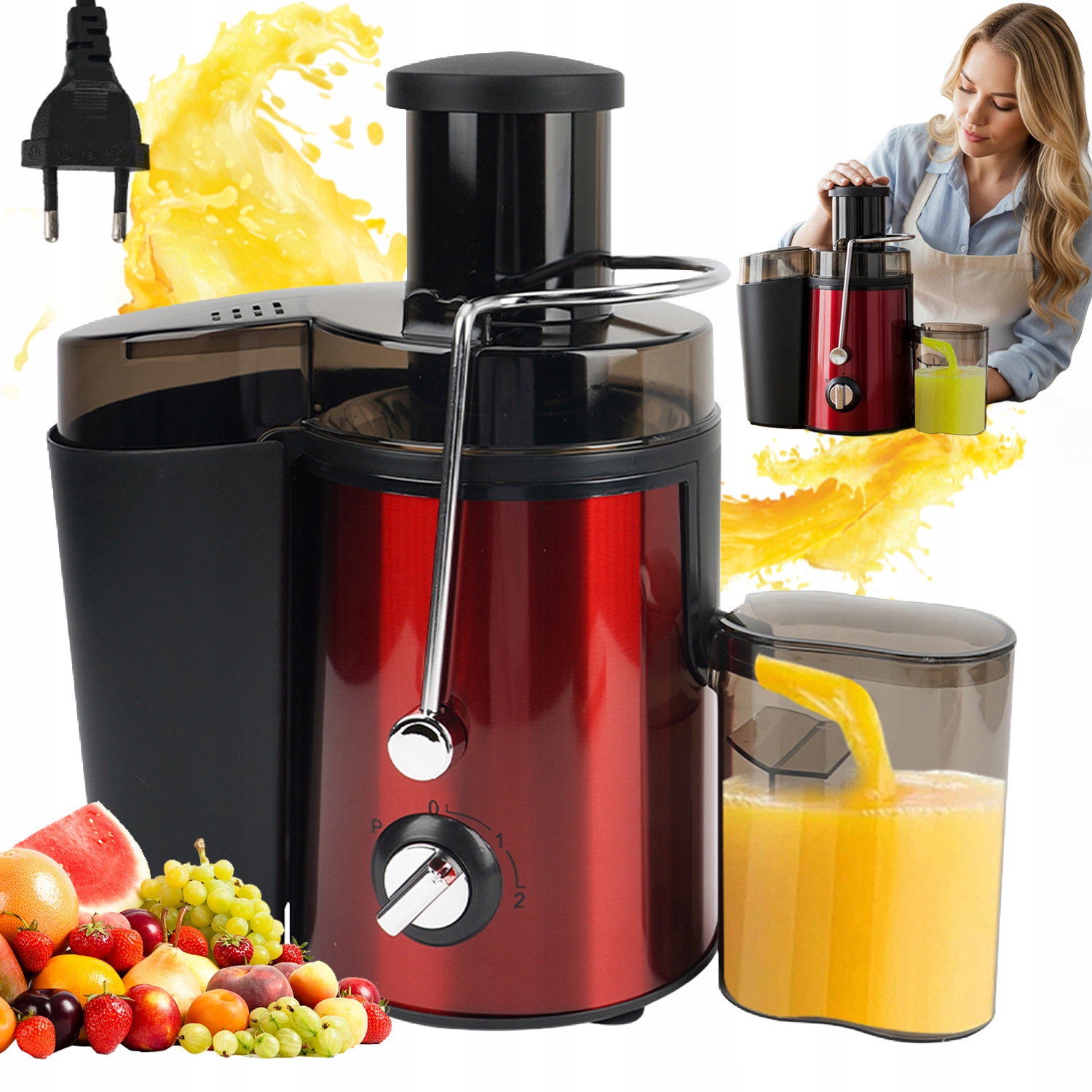1000 W Odšťavňovač 3-STUPŇOVÁ Regulace, Silné Sekání 18000 Ot/min