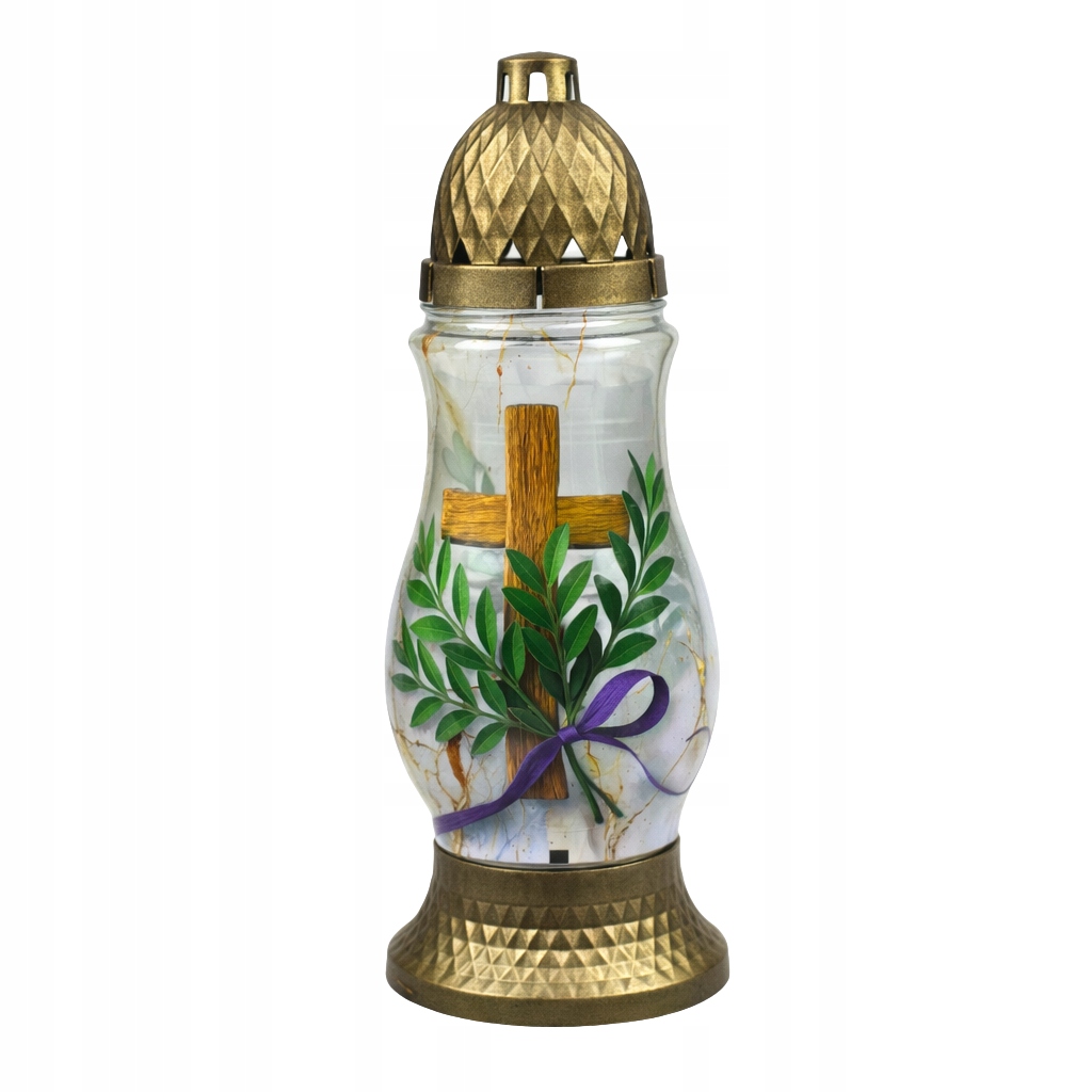 Znicz Powlekany Grafiką KRZYŻ, PASJA, POST, WIELKANOC, wysokość 28cm