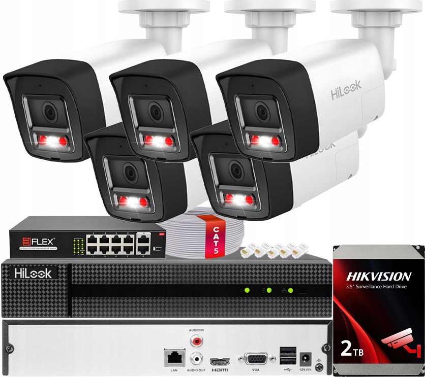 Sada monitorování Ip 8Mpx Hybrid Light 5x IPCAM-B8-30DL/A PoE Hdd disk 2TB