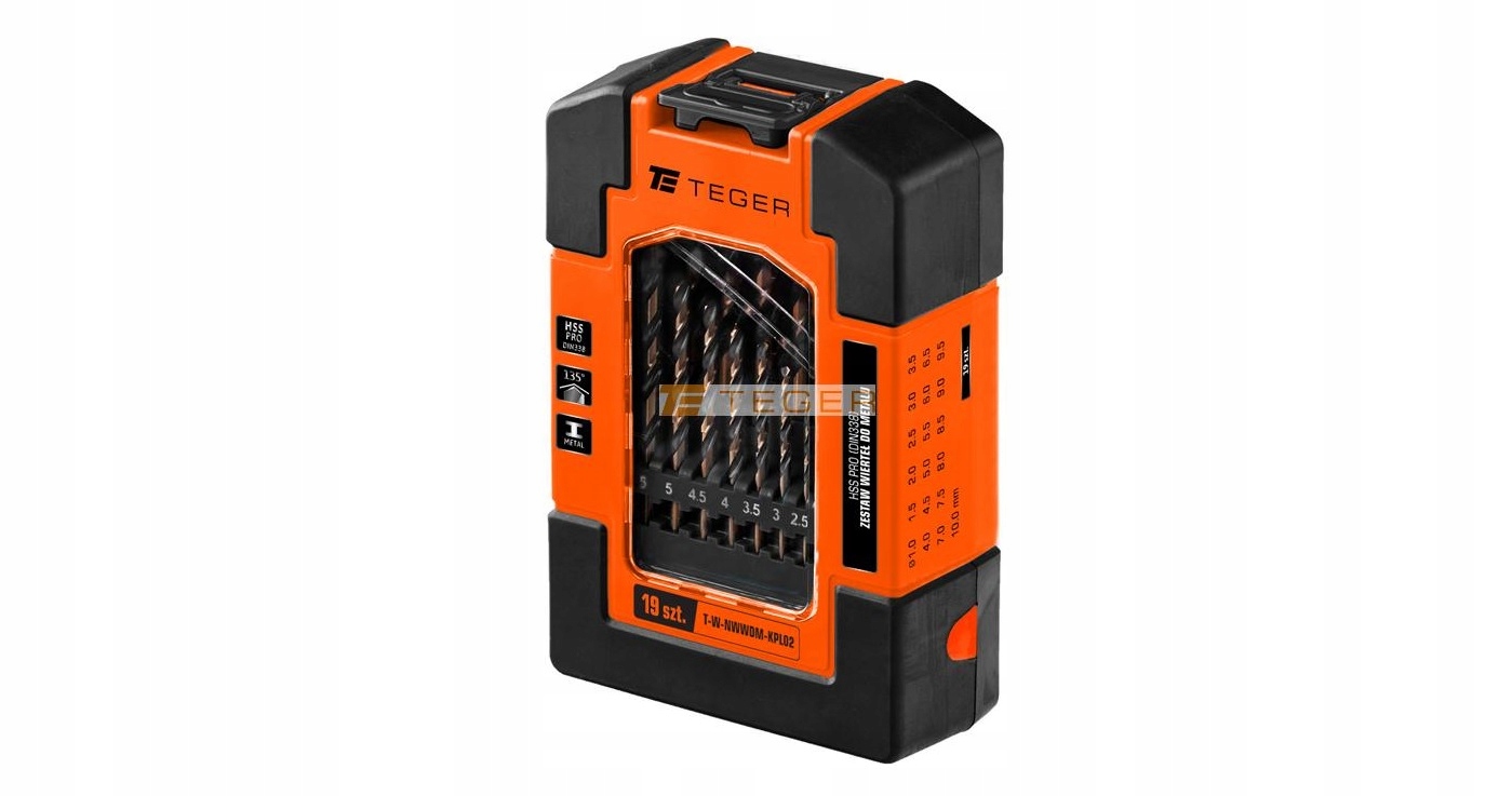 

Zestaw wierteł do metalu Hss Pro 19 Szt. Teger