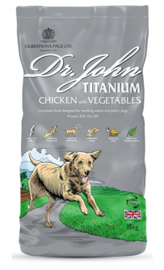 Suché krmivo pro psy Dr John Titanium Kuře se zeleninou 15 kg