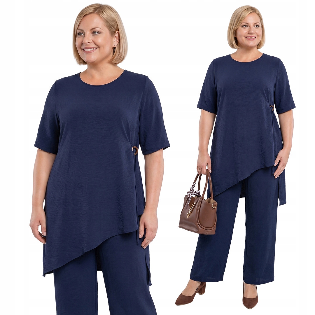 Tmavě modrý komplet s tunikou plus size velikost 56