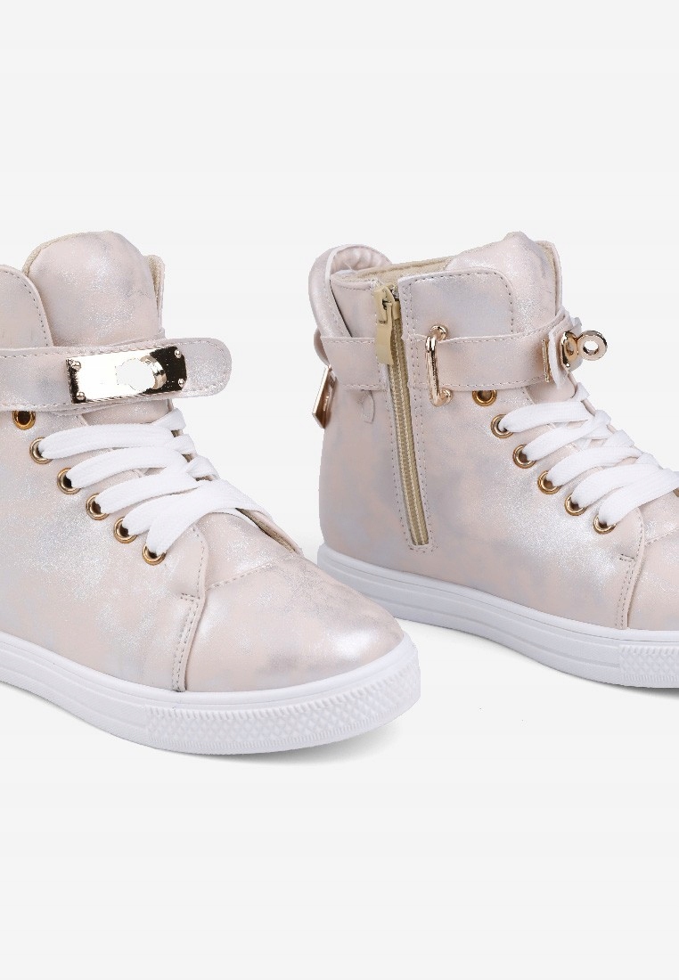 BEŻOWE BOTKI DZIEWCZĘCE UKRYTY KOTURN SNEAKERSY SPORTOWE DZIECIĘCE SUWAKI Płeć dziewczynki