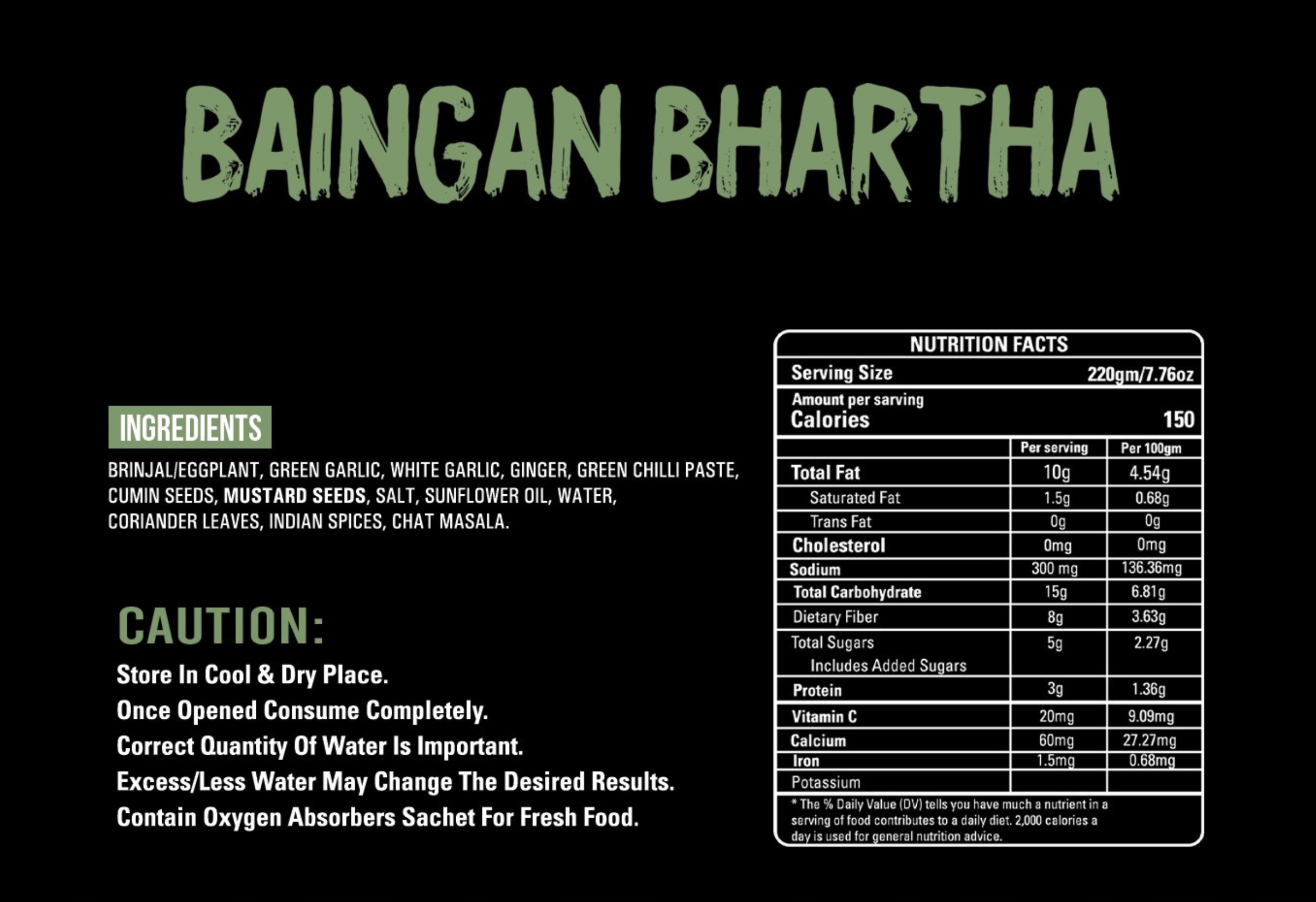 TAJ INDIAN 1947 BAINGAN BHARTA 250G Weight 250 g