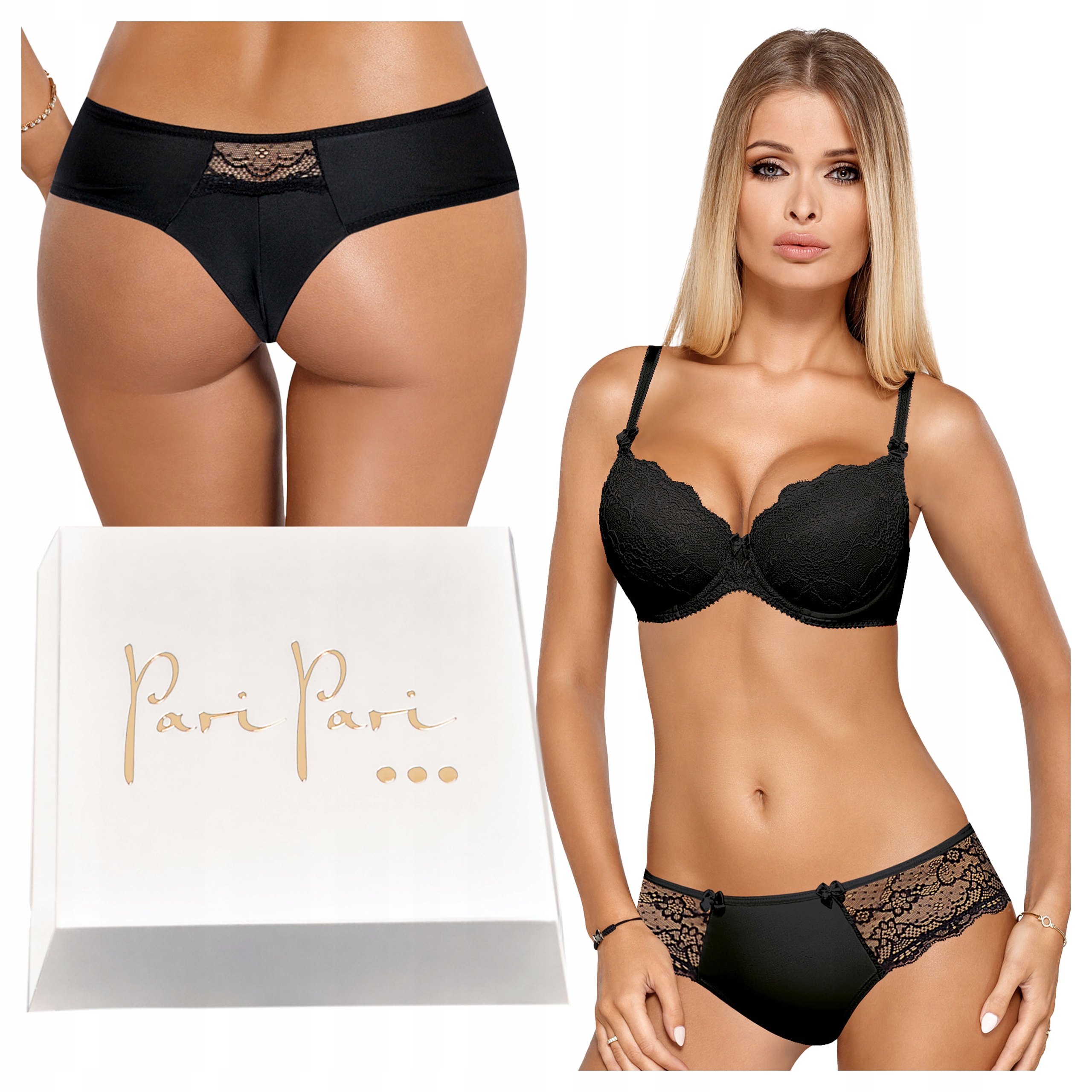 Komplet dámského spodního prádla s krajkovou podprsenkou Push Up Tanga jako Dárek