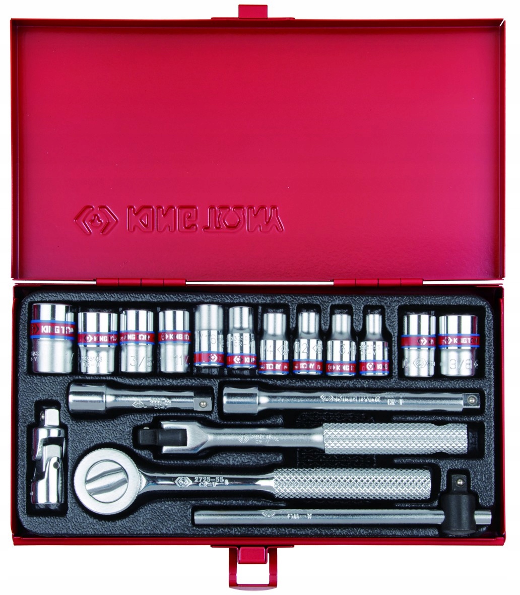 King Tony Zestaw Nasadek Calowych 1/4" 18cz. 6kąt rozmiar 5/32-1/2" 2518SR