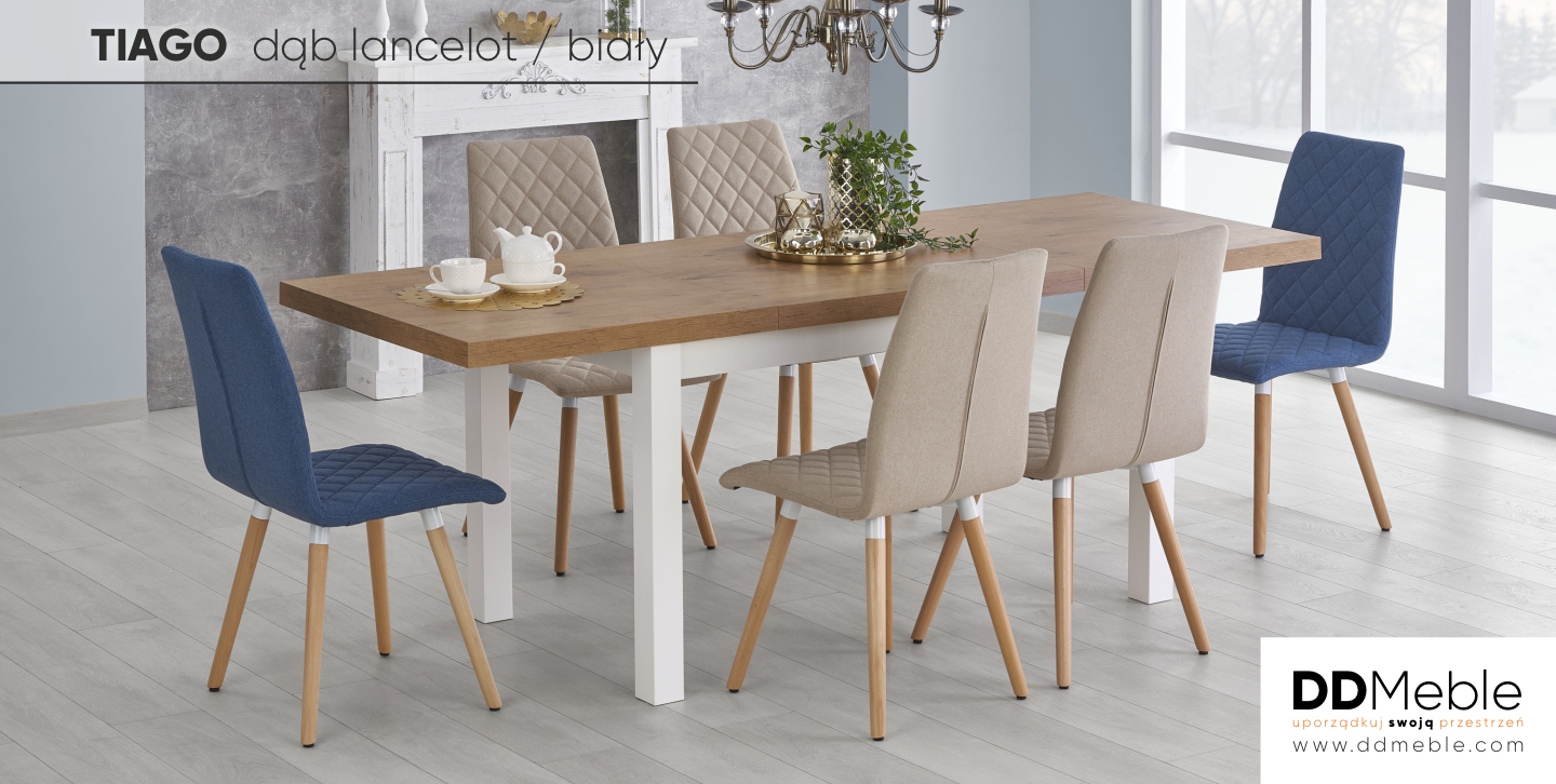Prostokątny Stół Rozkładany TIAGO 140/220 x 80 x 76 Dąb Lancelot Kształt blatu prostokątny