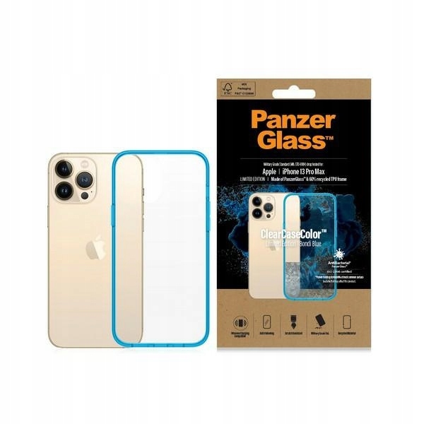Kryt PanzerGlass ClearCase pro iPhone 13 Pro Max Pouzdro Bondi Blue, vojenské kvality