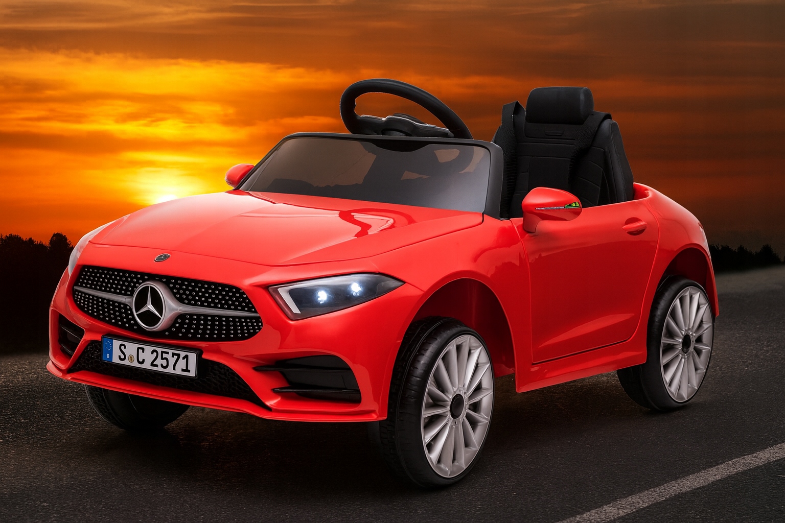 Auto akumulator pilot skóra EVA samochód dzieci MERCEDES CLS350 czerwony