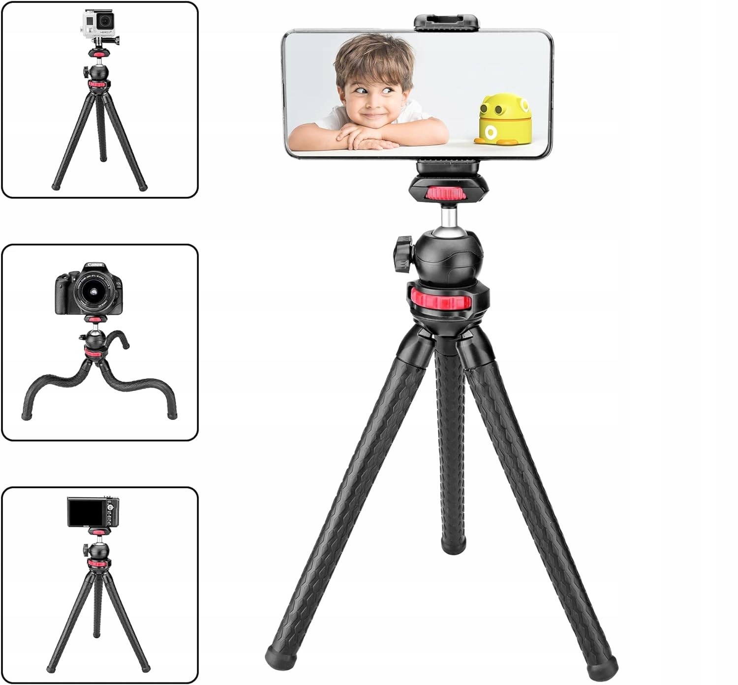ELASTYCZNY STATYW SELFIE TRIPOD +UCHWYT NA TELEFON Model Statyw Trójnóg Octopus