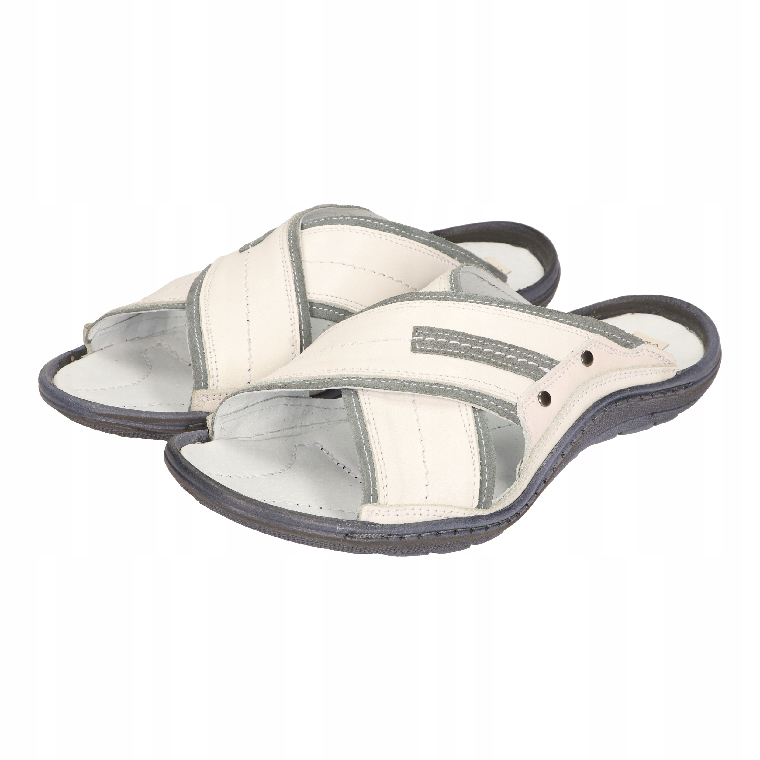 KLAPKI MĘSKIE SKÓRZANE MEDARD R42 BIAŁE POLSKIE Stan opakowania oryginalne