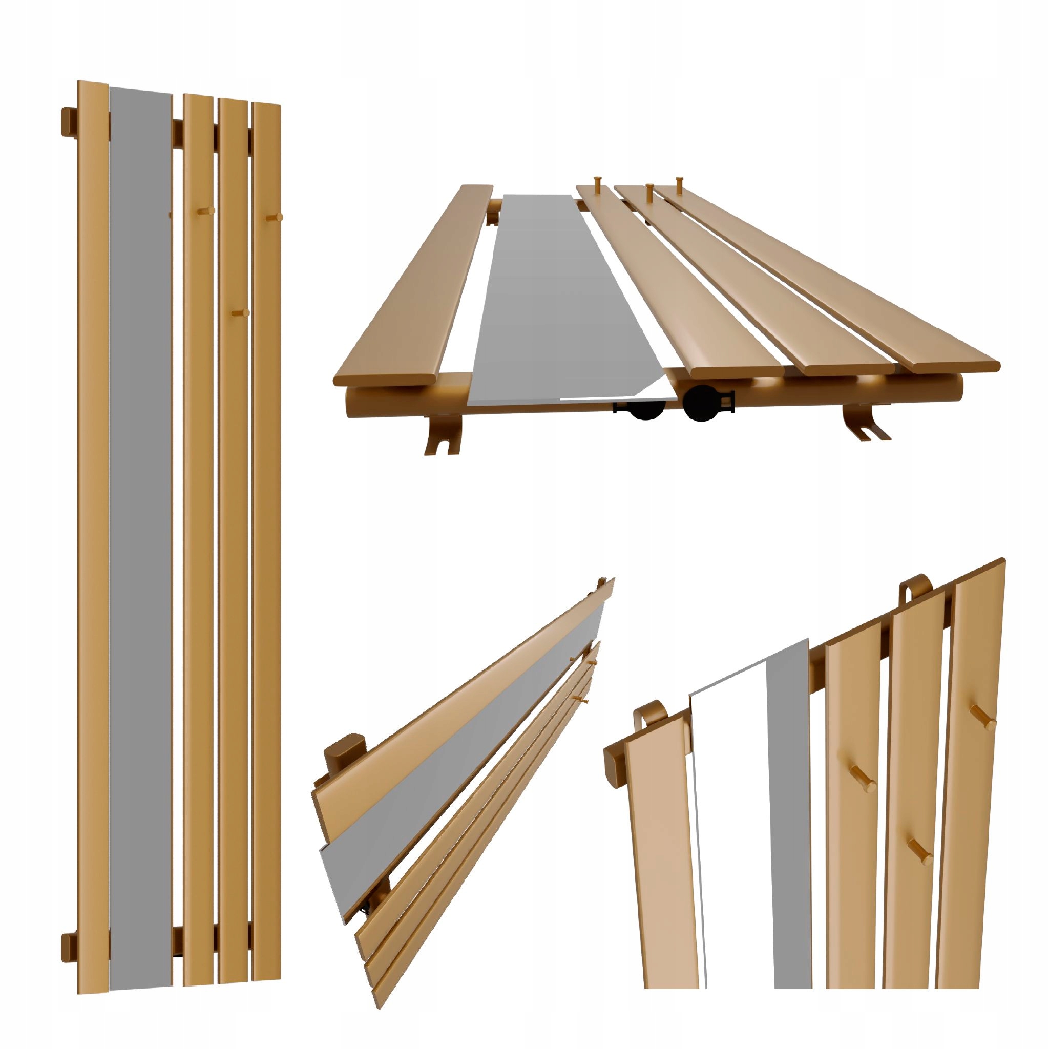 Dekorativní radiátor s věšáky a zrcadlem Bello Hook Mirror 100x52 Antik