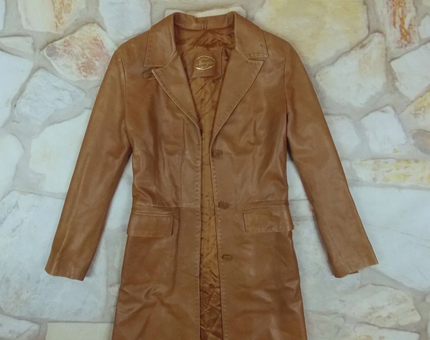 la parigina calzoleria piękny płaszcz skórzany M/L Rozmiar M/L
