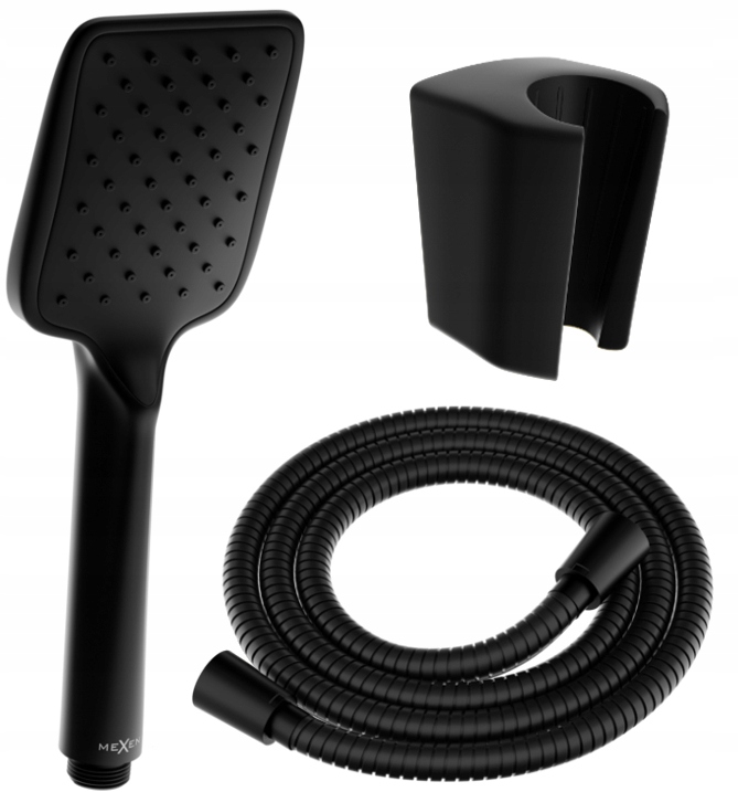 MEXEN ZESTAW PRYSZNICOWY SŁUCHAWKA R-62 WĄŻ CZARNY
