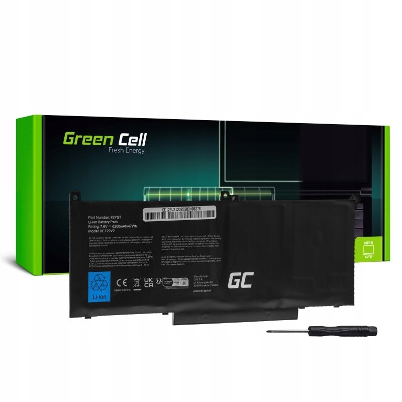 Green Cell Baterie F3YGT 7,6V 6200mAh pro Dell Latitude 7280 7290 7380 7490