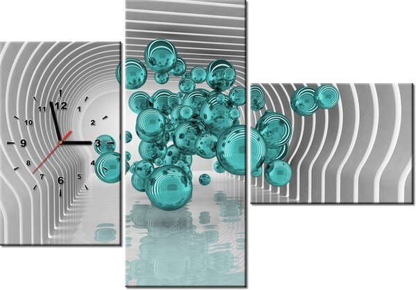 100cm 70cm ZEGAR 3 elem Kule futurystycznym pokoju 3D turkus ścienny druk c