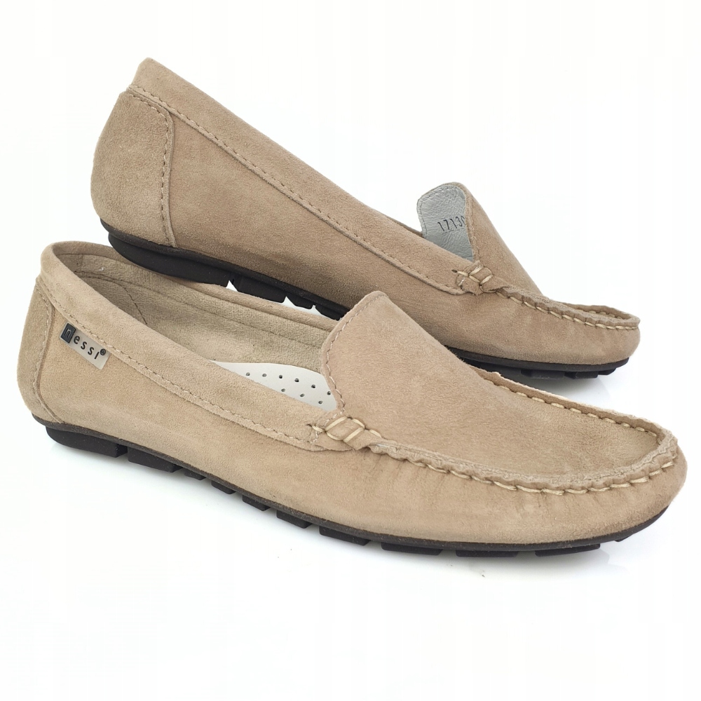 Nessi 17130 mokasyny beż jasny welur 38 Model 17130 beż W