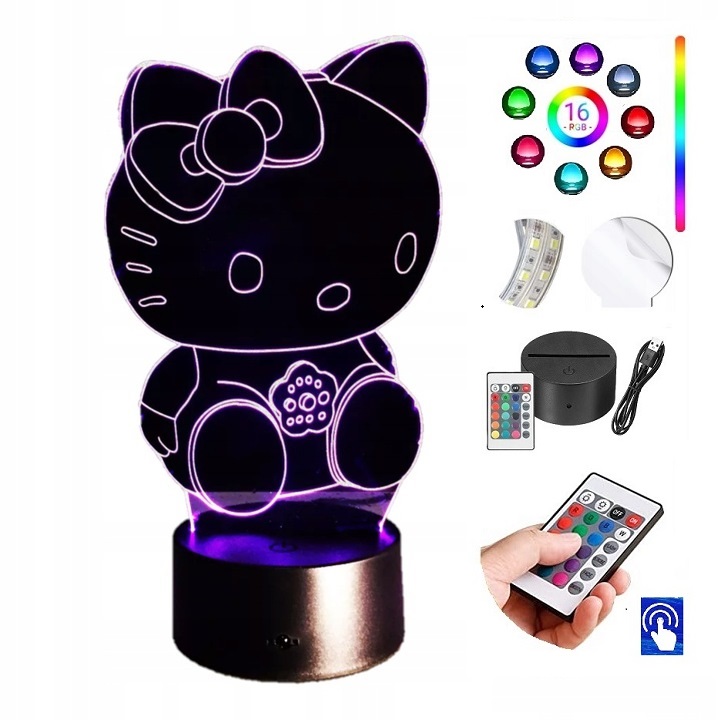 Lampka Nocna Hello Kitty LED RGB Grawer PLEXIDO