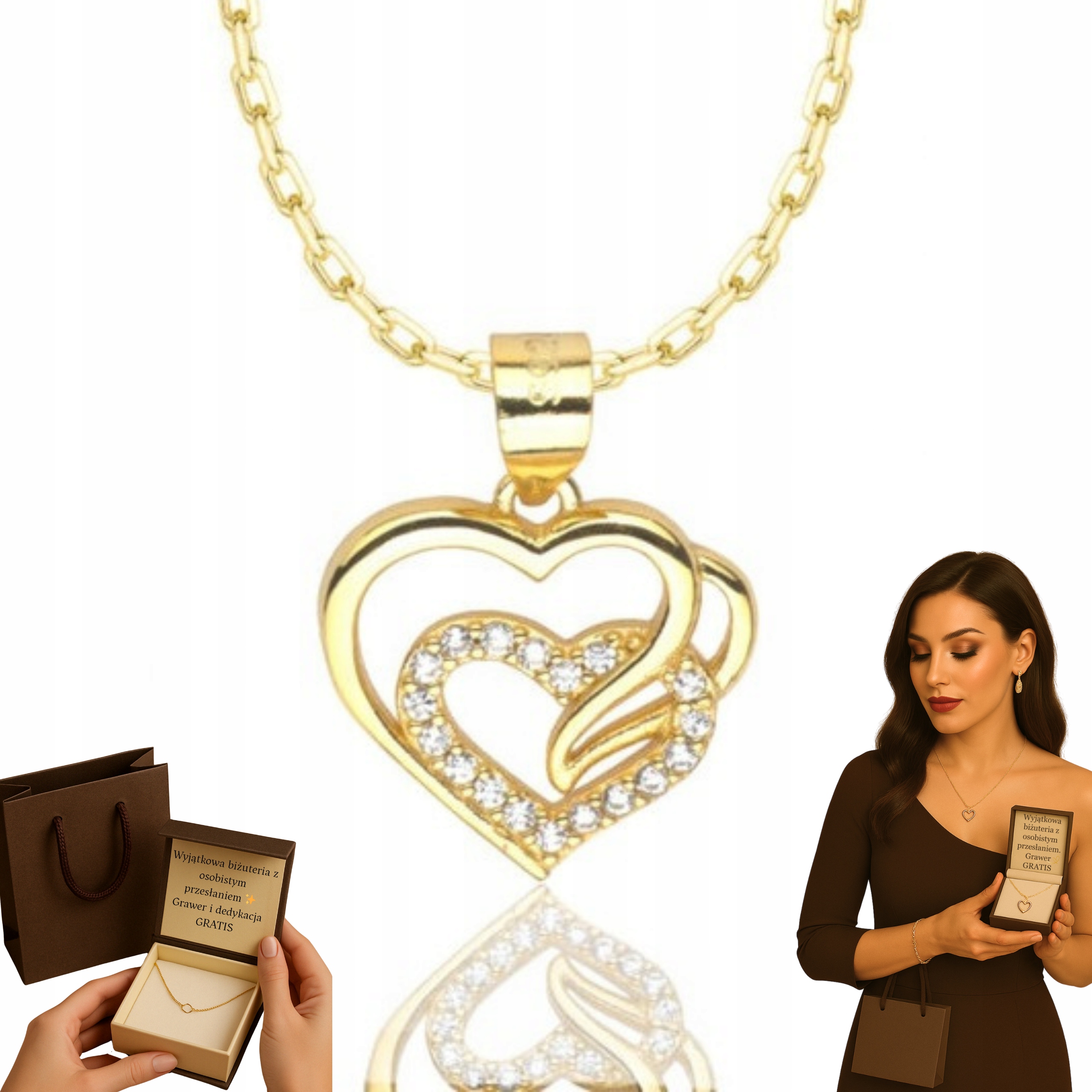 Dámský Řetízek ke Svátek Matek se srdíčkem Zirkony par. 585 925 Gravírování