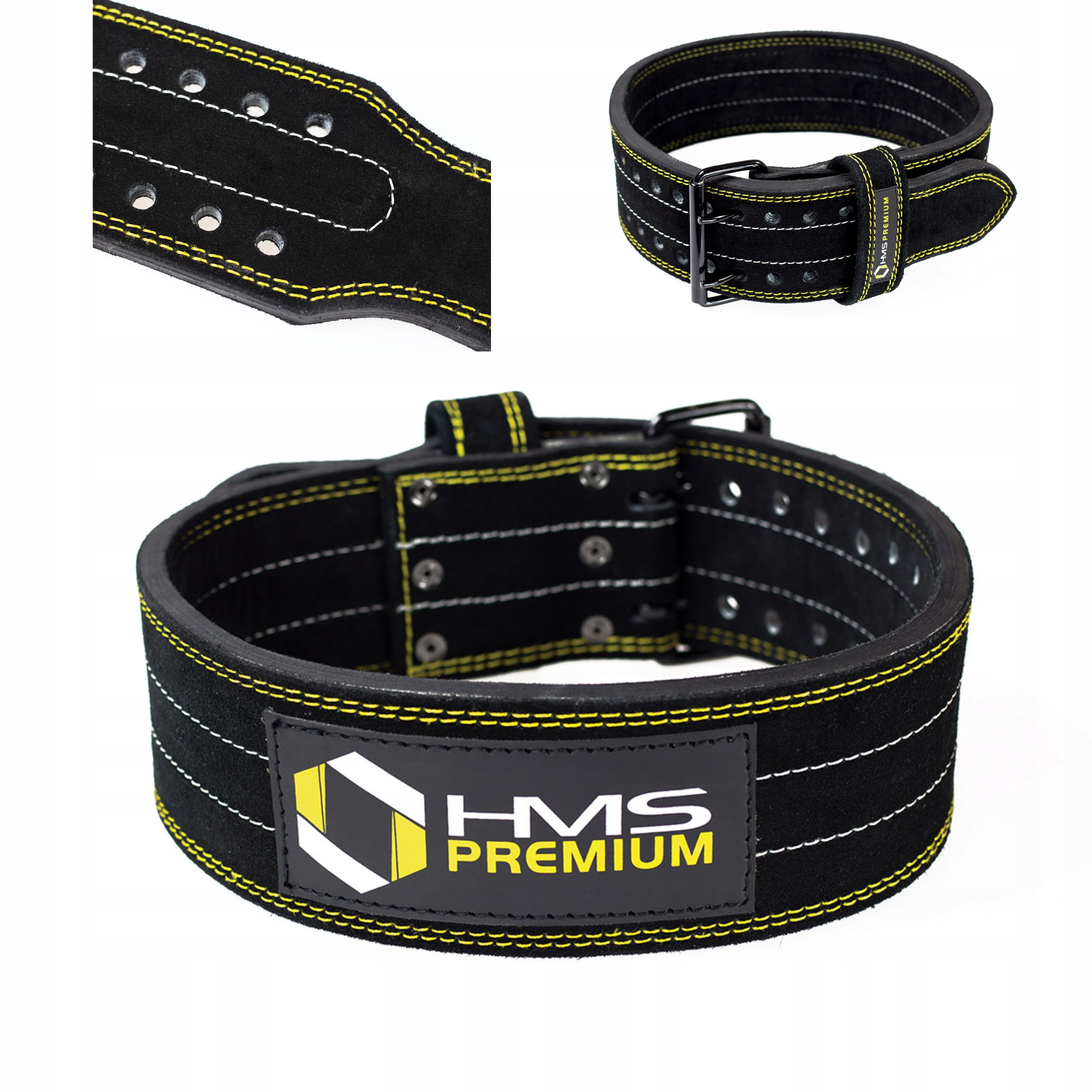 Kulturistický Pás Kožený XL pro silové cvičení Hms Premium Černý Záda