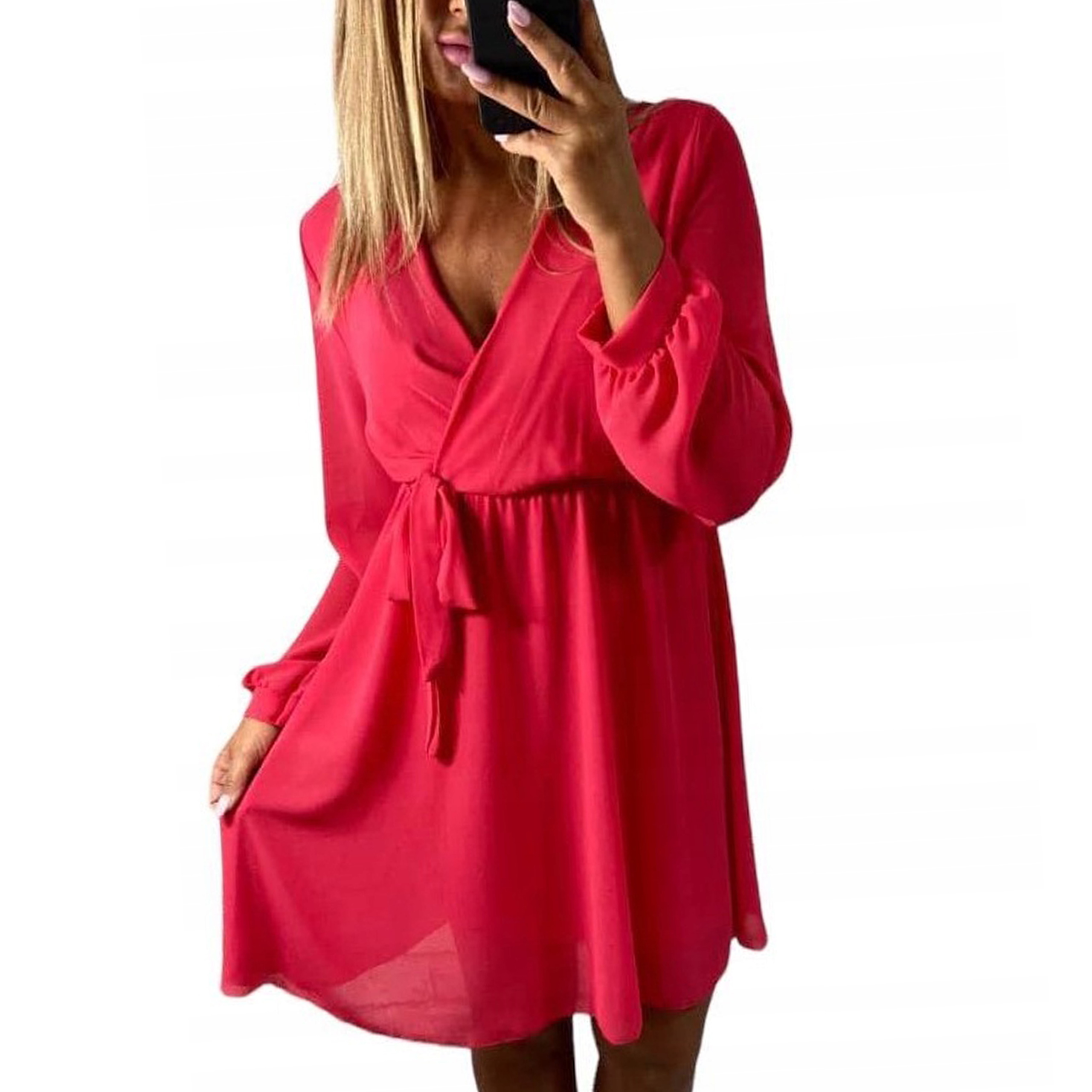 V954 Elegantní Šaty Perla Koral vel. 44 (XXL)