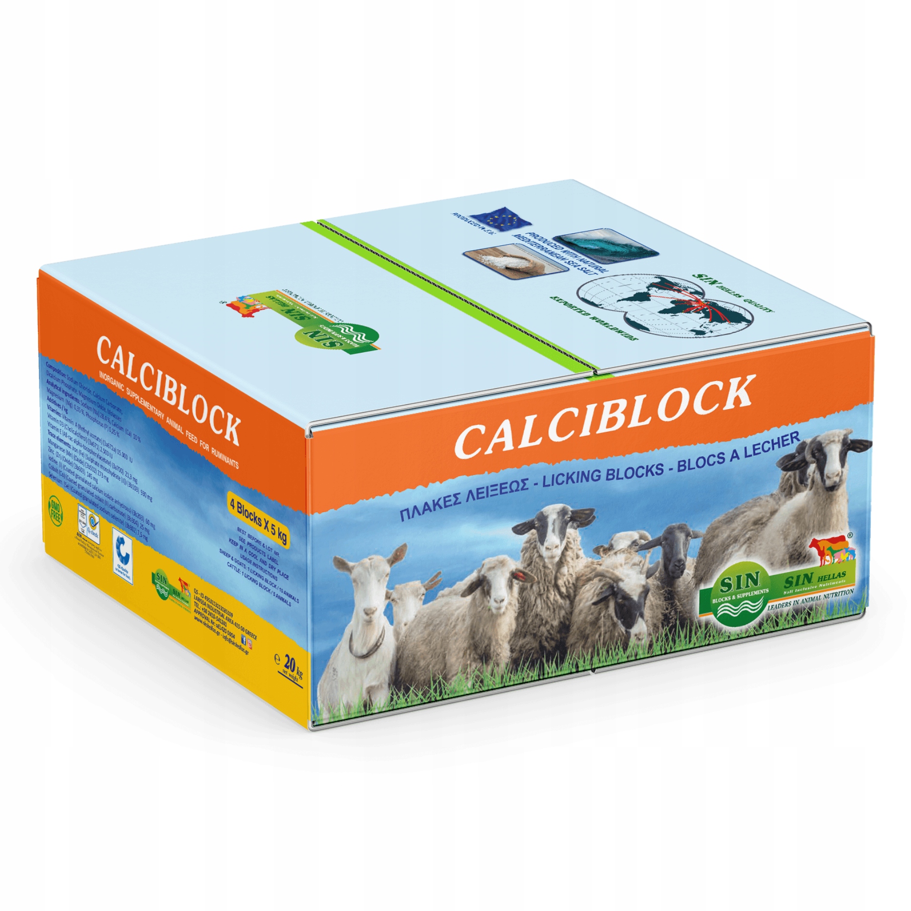 Lizawka Z Wapniem dla Krów Koni Owiec Kóz Wapń wit A D3 E Calciblock 4x5kg