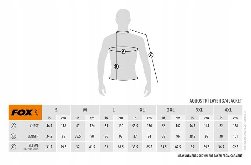 Kurtka Fox Aquos Tri Layer 3/4 Jacket Camo 4XL Rozmiar: XXXX-Large (XXXXL) Materiał dominujący poliester