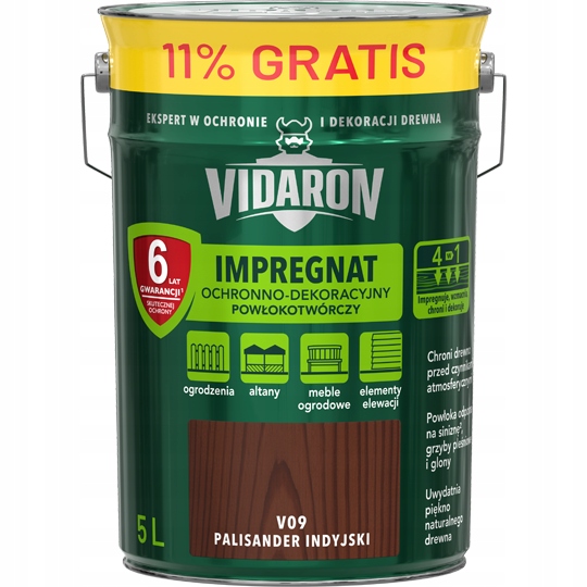 Vidaron Impregnace Na Dřevo 5L Indický Palisandr V09 4,5L 0,5L 11% Bonus