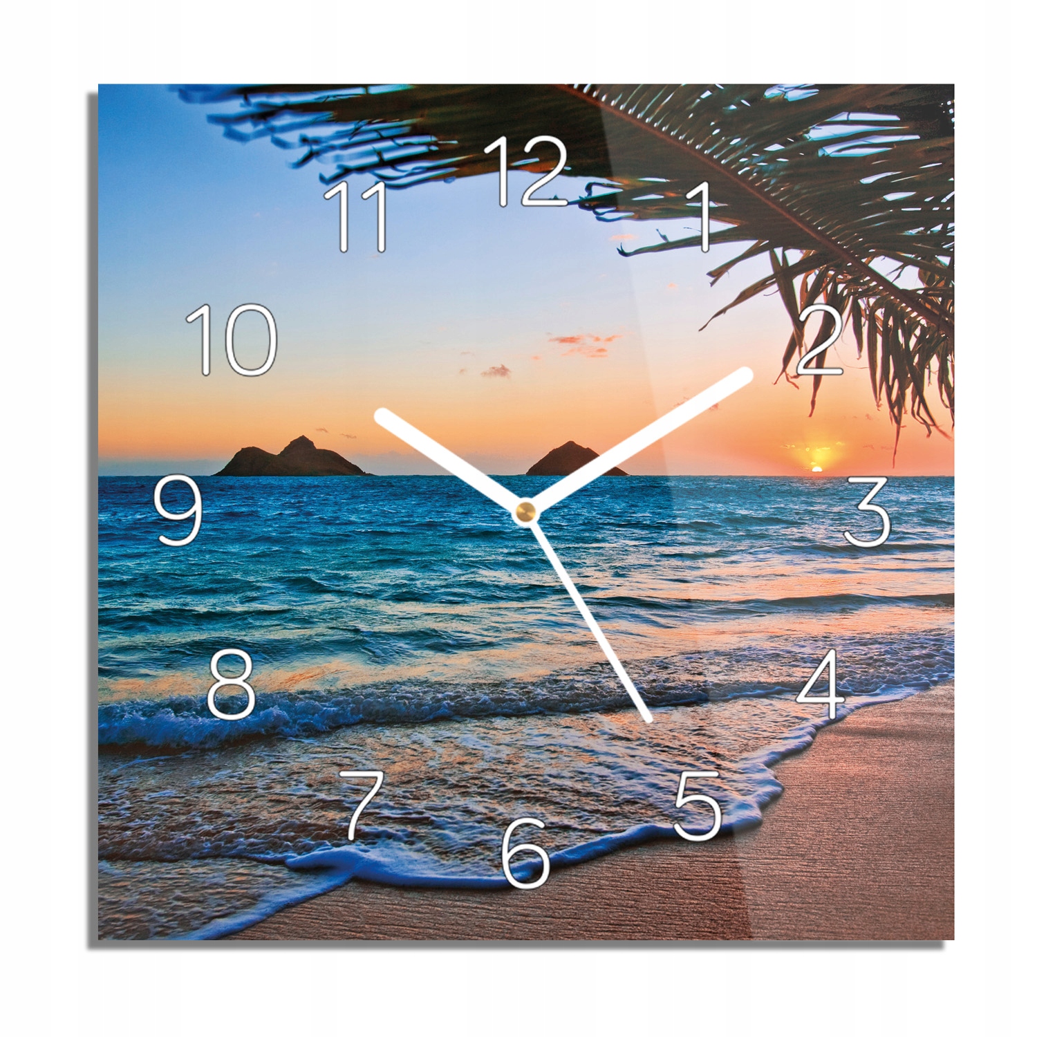 

Morze plaża palma zegar szklany do biura 30x30